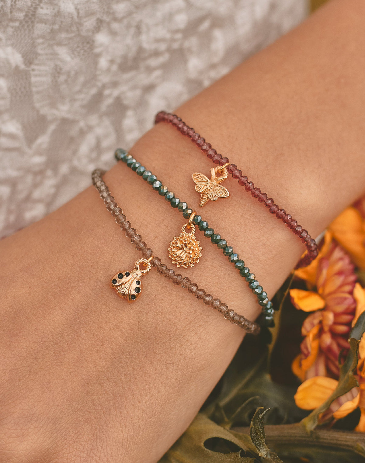 Set de 3 Pulseras Insectos