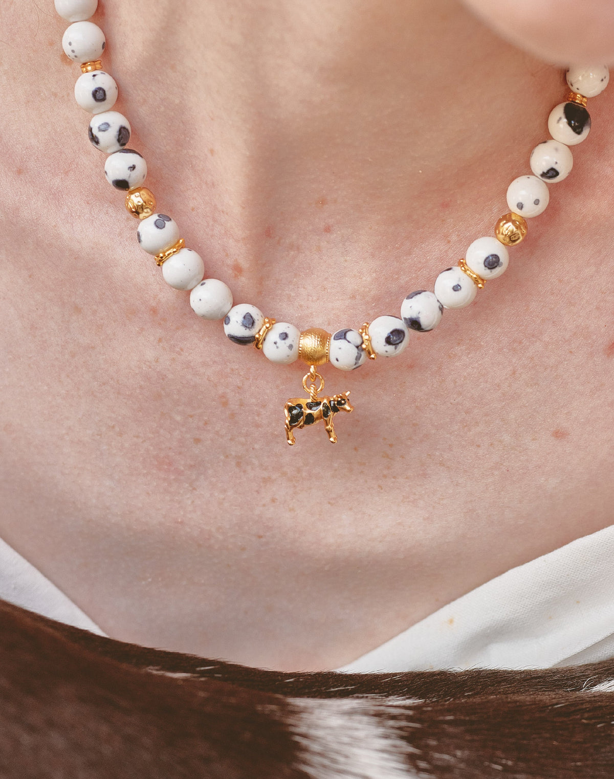 Set de Collar y Aretes Vaca